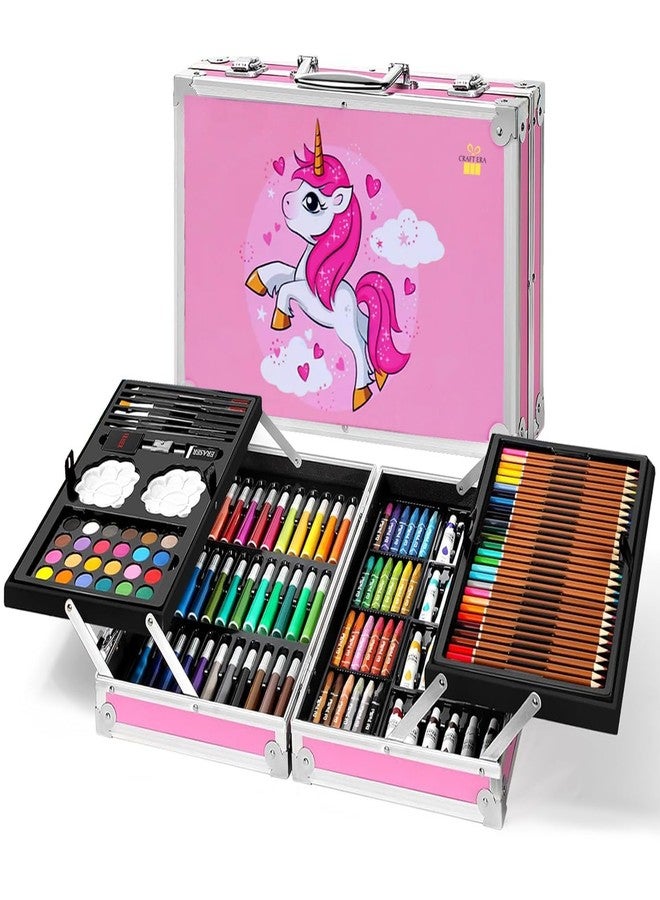CALIST 145 Pcs Kids Art Kit, Sketch Pencil Shading Drawing Set, Colour Set Crayons, Oil Pastels, Colour Pencils, Watercolor Cakes, Paint Brushes, Sharpener, Eraser, Multicolor - Image 1